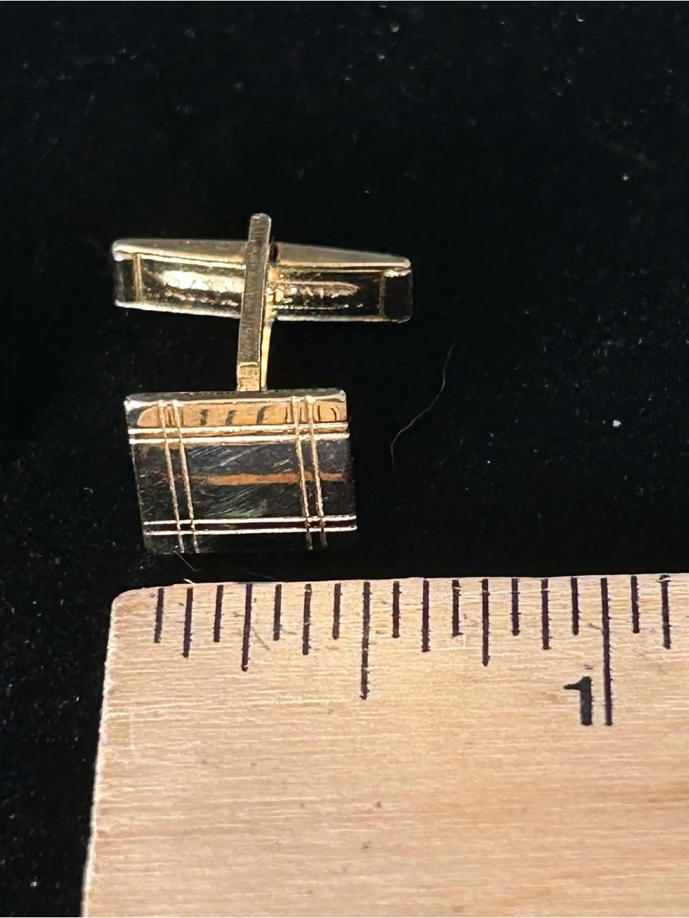Polished gold, tartan plaid square cufflinks